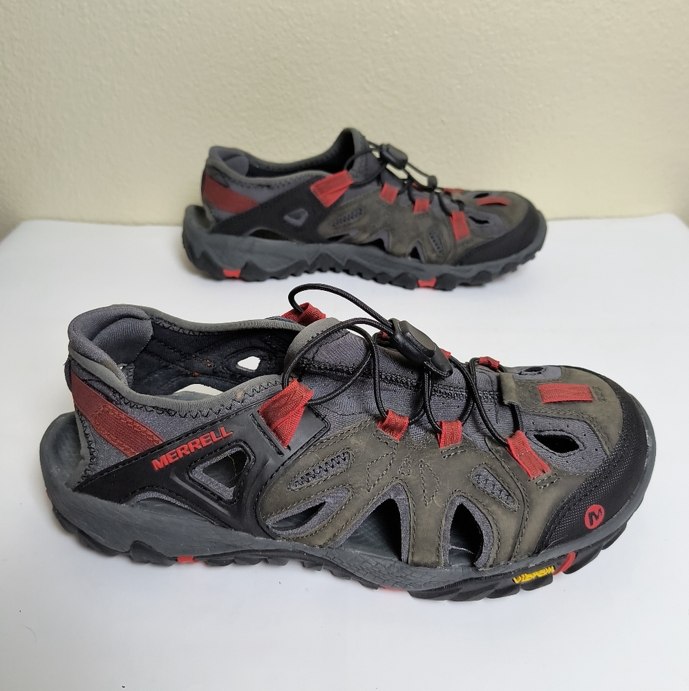 Merrell Wild Dove Gray and Red Sandals Shoes Men's Size 9 Performance Footwear
